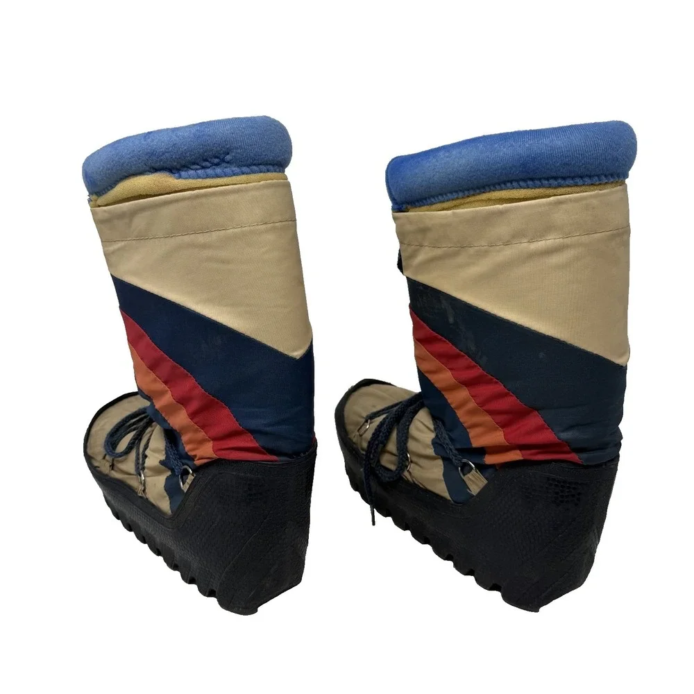 Vintage 80s Rainbow Stripe Lace Up‎ Moon Boots Made in Korea Men's Size 5-6